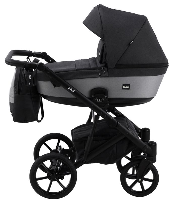Коляска 2 в 1 Bair Kiwi Soft BKS-00/22 черный - светло-серый