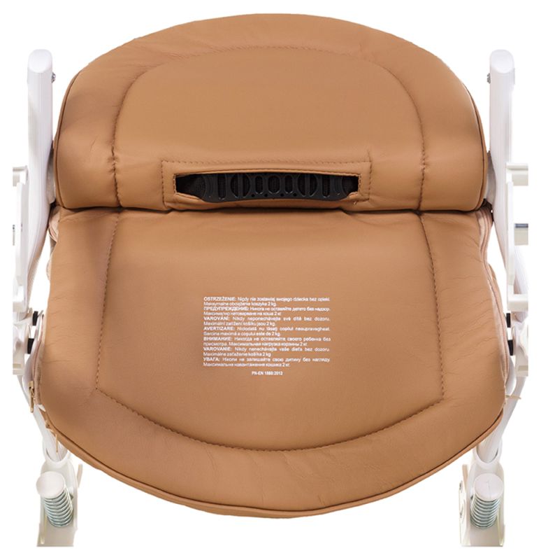 Коляска 2 в 1 Adamex Monte Deluxe Carbon кожа 100% 56S-B карамельный (белый карбон и рама)