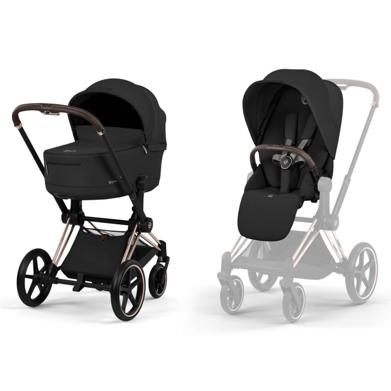 Коляска 2 в 1 Cybex Priam 5.0 Comfort Collection Sepia Black шасси Rosegold