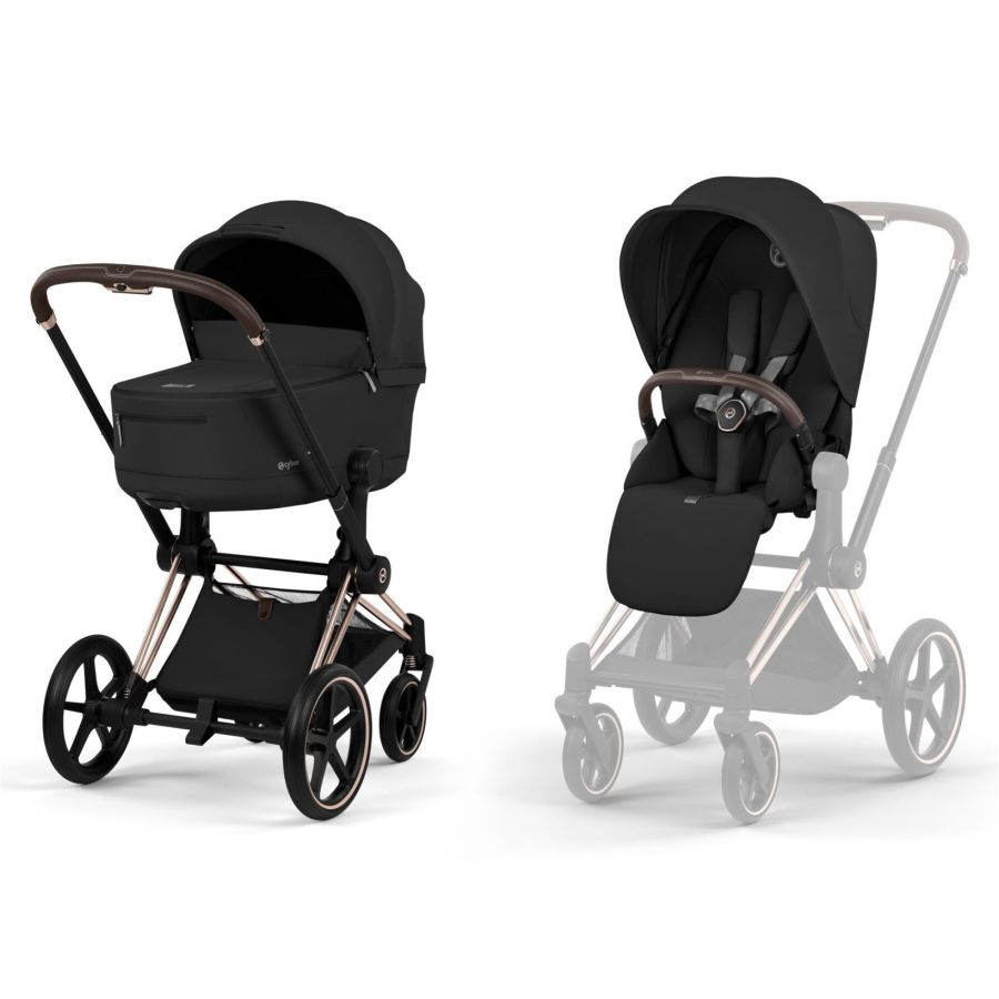 Коляска 2 в 1 Cybex Priam 5.0 Comfort Collection Sepia Black шасси Rosegold