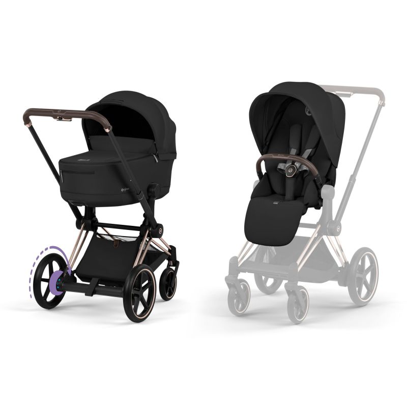 Коляска 2 в 1 Cybex e-Priam Comfort 2026 Sepia Black шасси Rosegold