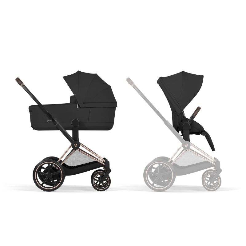 Коляска 2 в 1 Cybex e-Priam Comfort 2026 Sepia Black шасси Rosegold