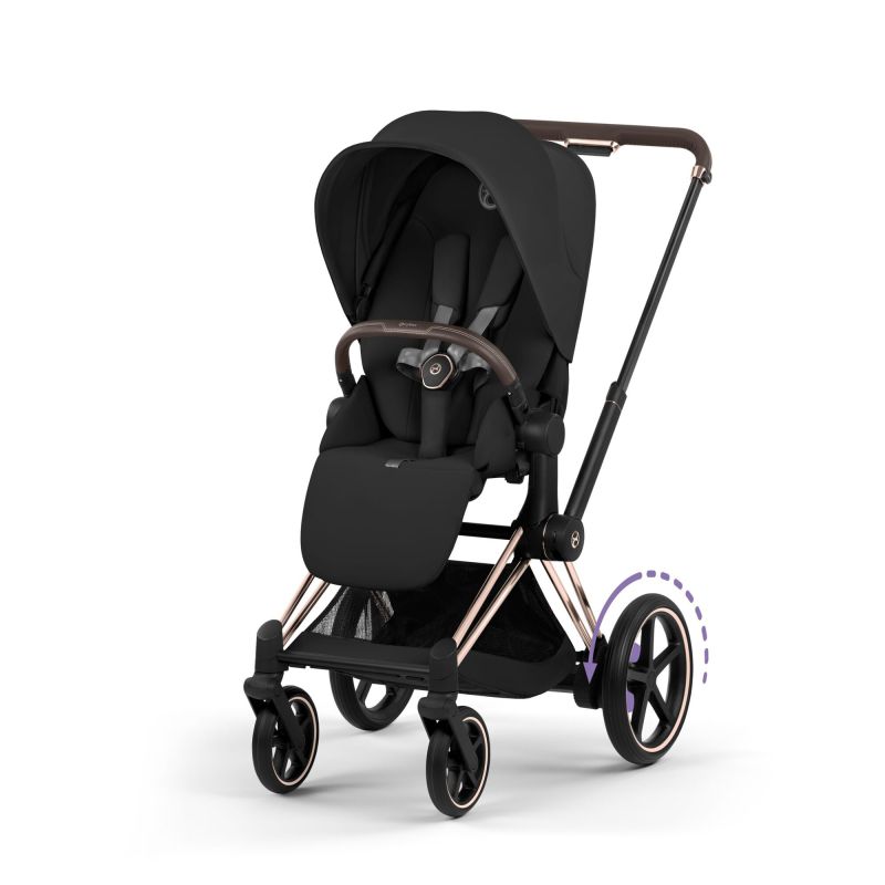 Коляска 2 в 1 Cybex e-Priam Comfort 2026 Sepia Black шасси Rosegold