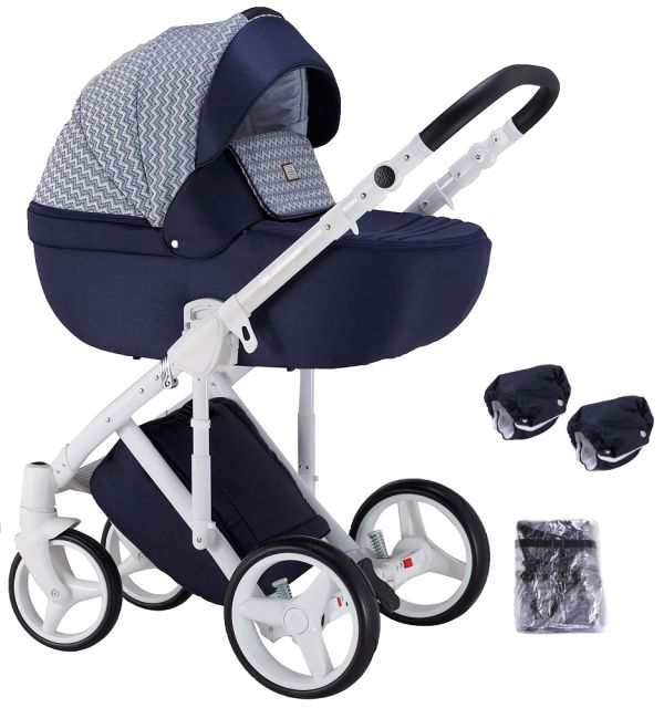 Коляска 2 в 1 Adamex Luciano jeans Q203 синій (зигзаг)