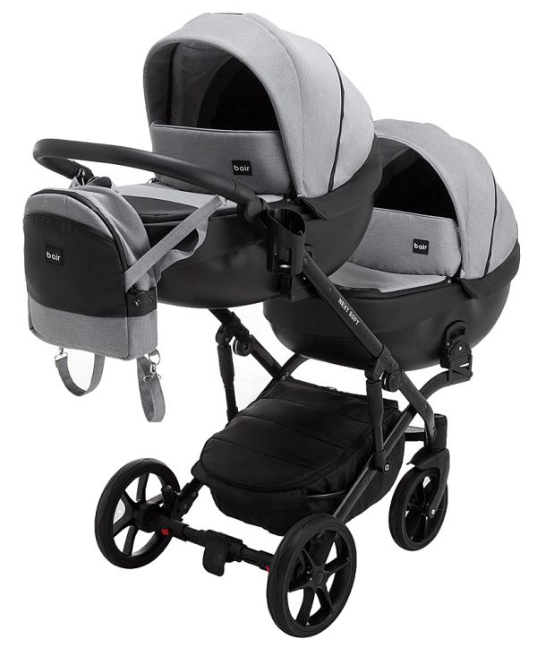 Коляска 2 в 1 для двійні Bair Next DUO Soft 10 сірий