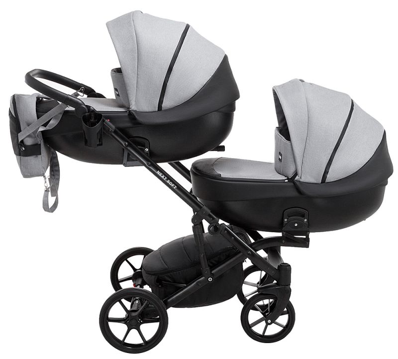 Коляска 2 в 1 для двойни Bair Next DUO Soft 10 серый