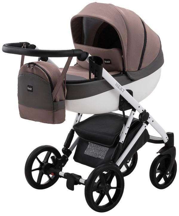 Коляска 2 в 1 Bair Next White Soft 52 темний капучино
