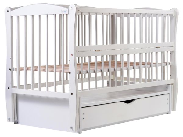 Ліжко Babyroom Еліт різьблення маятник, ящик, відкидний бік DER-7 бук білий