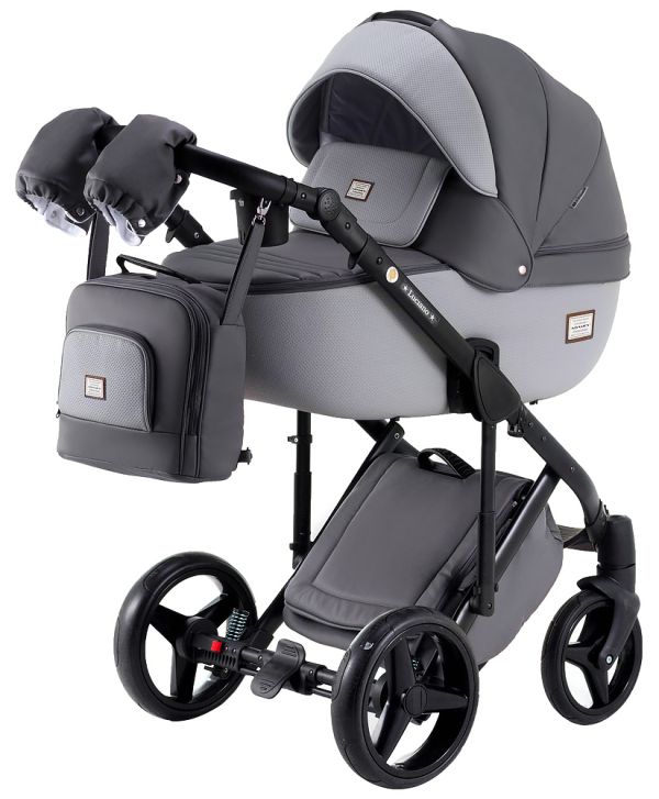 Коляска 2 в 1 Adamex Luciano шкіра 100% Y202 графіт - сірий