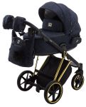 Коляска 2 в 1 Adamex Porto Special Edition (Gold) TK-605 темно-синий (вензеля)