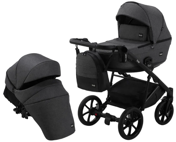 Коляска 2 в 1 для двійні Bair Kiwi DUO Soft BKS-219 графіт Коляска 2 в 1 для двійні Bair Kiwi DUO Soft BKS-219 графіт