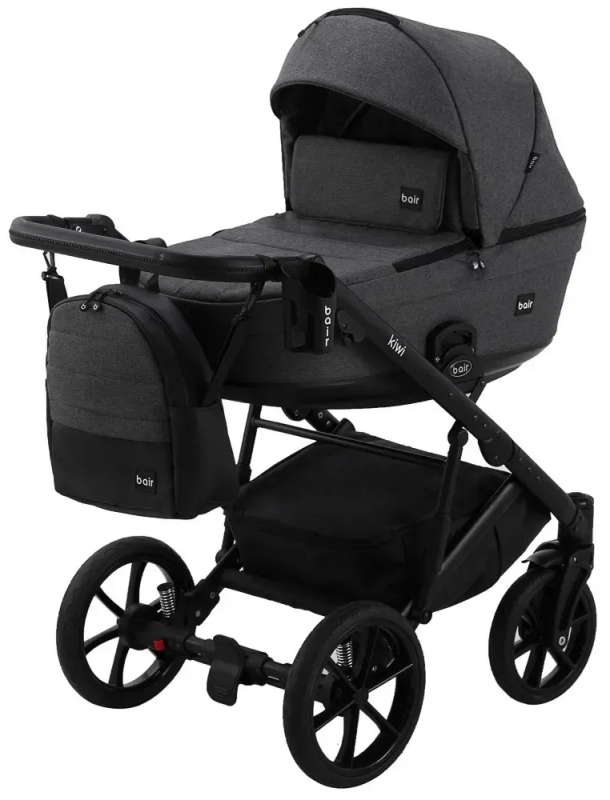 Коляска 2 в 1 для двійні Bair Kiwi DUO Soft BKS-219 графіт