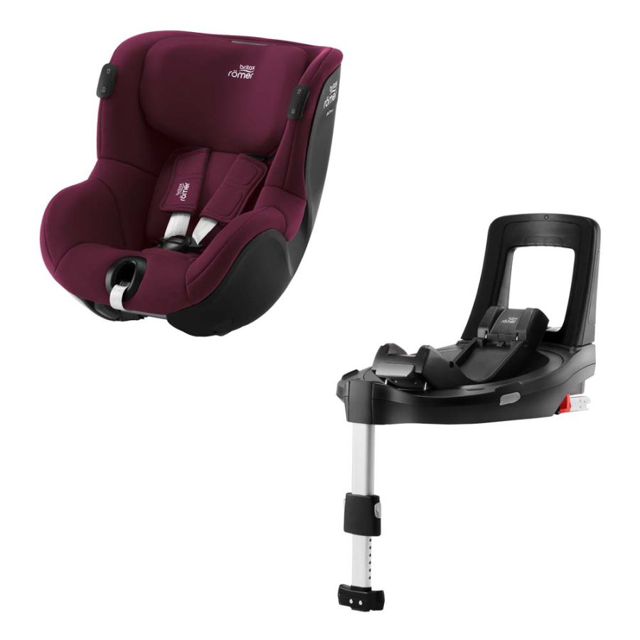 Автокресло BRITAX-ROMER DUALFIX iSENSE Burgundy Red с платформой FLEX BASE