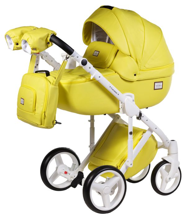 Коляска 2 в 1 Adamex Luciano шкіра 100% Q108 лимонний
