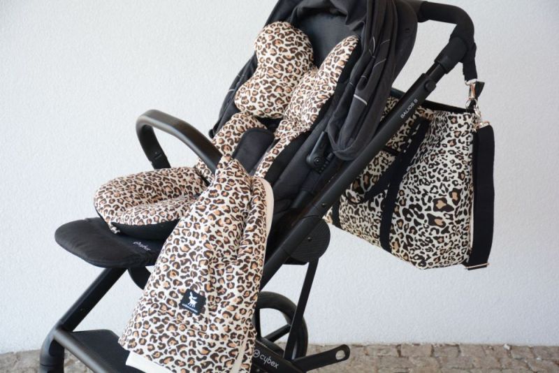 Матрац в коляску та автокрісло Cottonmoose Air 828/79/101 pantera cotton siatka szara (леопардовий, чорна