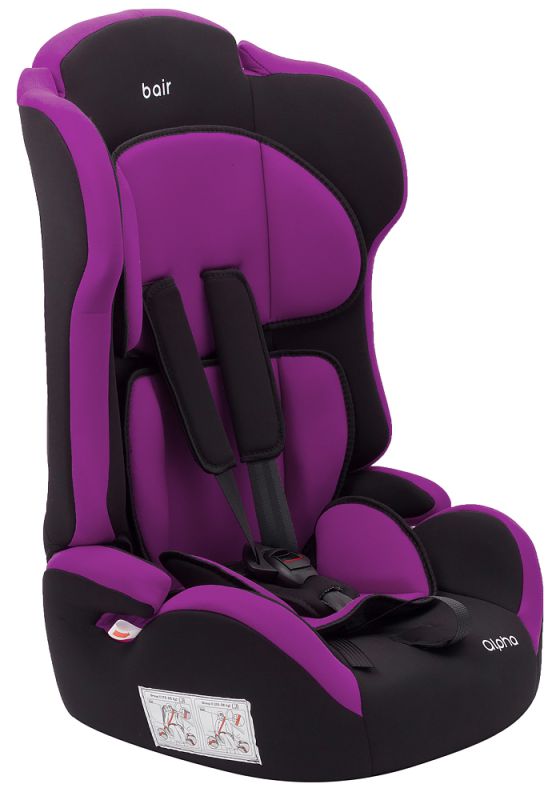 Автокресло Bair Alpha 1/2/3 (9-36 кг) DA2418 черный - фиолетовый