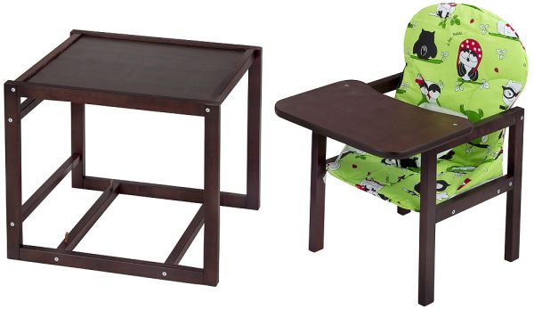 Стільчик-трансформер Babyroom Карапуз-120 тонований МДФ стільниця зелений (сови)