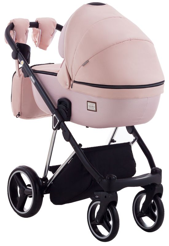 Коляска 2 в 1 Adamex Mimi Polar (Chrome) CR448 персиковый - розовая (пудра) кожа (выдавленная точка)