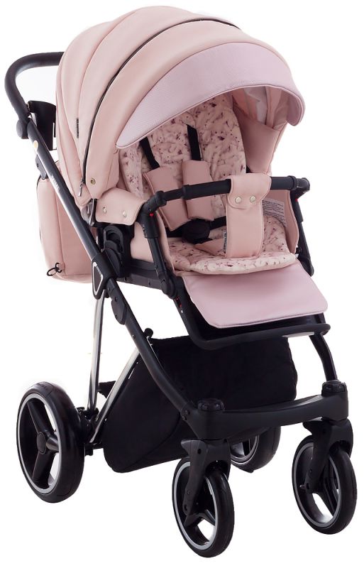 Коляска 2 в 1 Adamex Mimi Polar (Chrome) CR448 персиковый - розовая (пудра) кожа (выдавленная точка)