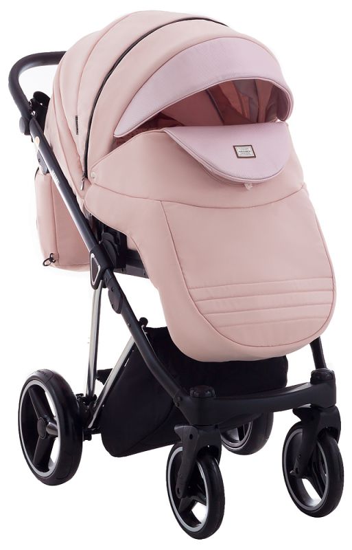 Коляска 2 в 1 Adamex Mimi Polar (Chrome) CR448 персиковый - розовая (пудра) кожа (выдавленная точка)
