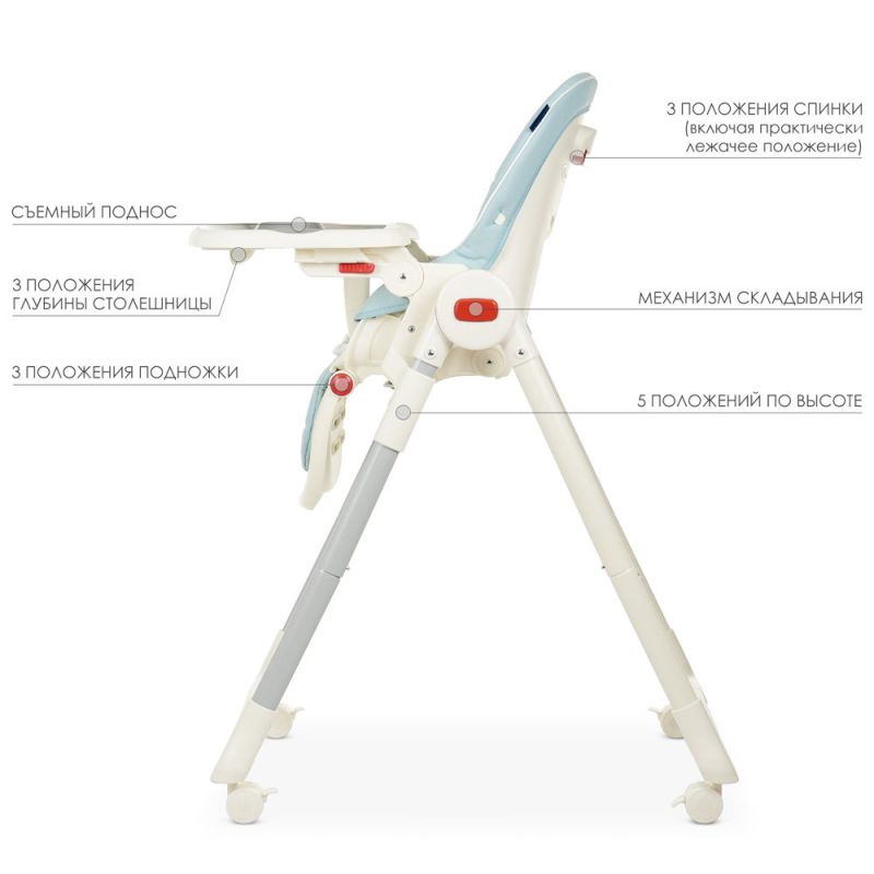 Стульчик для кормления El Camino CRYSTAL ME 1037 Milk Sky Blue