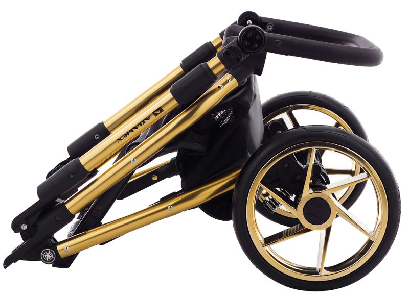 Коляска 2 в 1 Adamex Hybryd Plus Polar (Gold) Шкіра 100% Y216А зелений перламутр