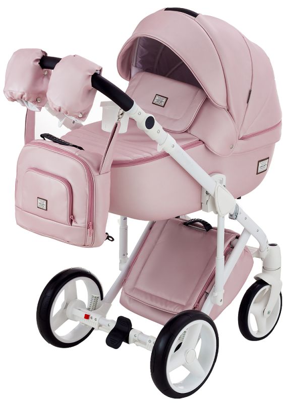 Коляска 2 в 1 Adamex Luciano шкіра 100% Q120 рожевий перламутр