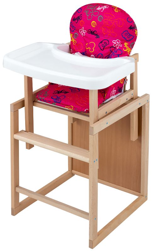 Стільчик-трансформер For Kids Бук-07 ЕСО пластикова стільниця (фігурна спинка) малиновий (mickey mouse)