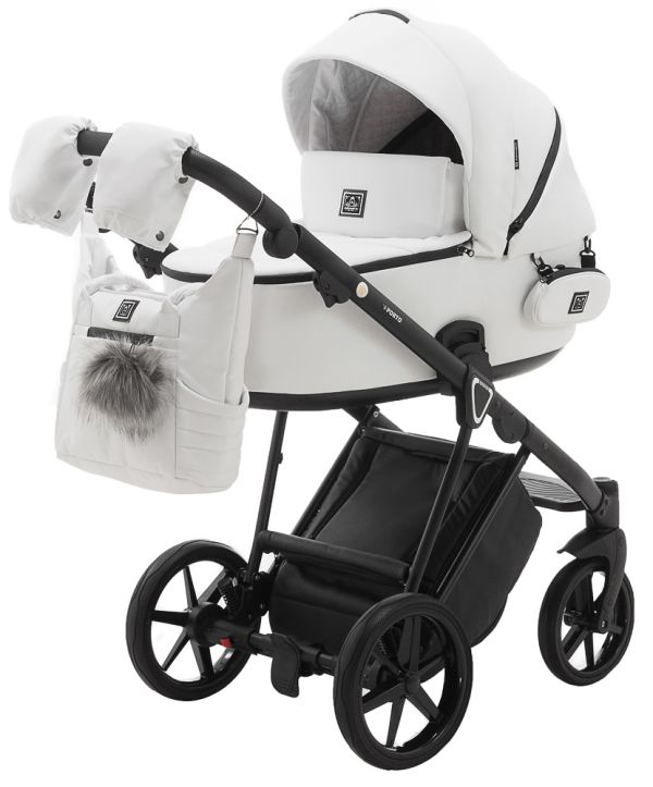 Коляска 2 в 1 Adamex Porto ECO шкіра 100% SA-1 білий