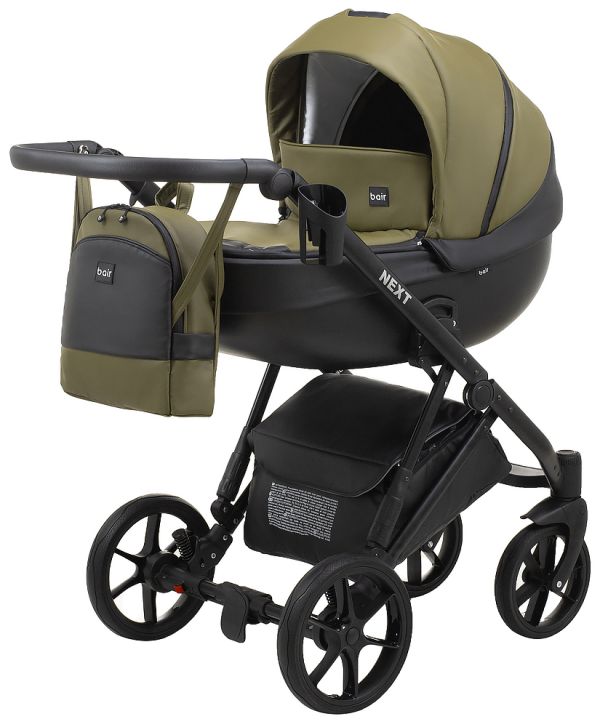Коляска 2 в 1 Bair Next шкіра 100% 12 хакі