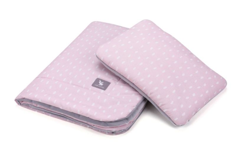 Плед з подушкою Cottonmoose Cotton Velvet 408/132/117 rain pink cotton velvet gray (рожевий (краплі) з сірим (оксамит))