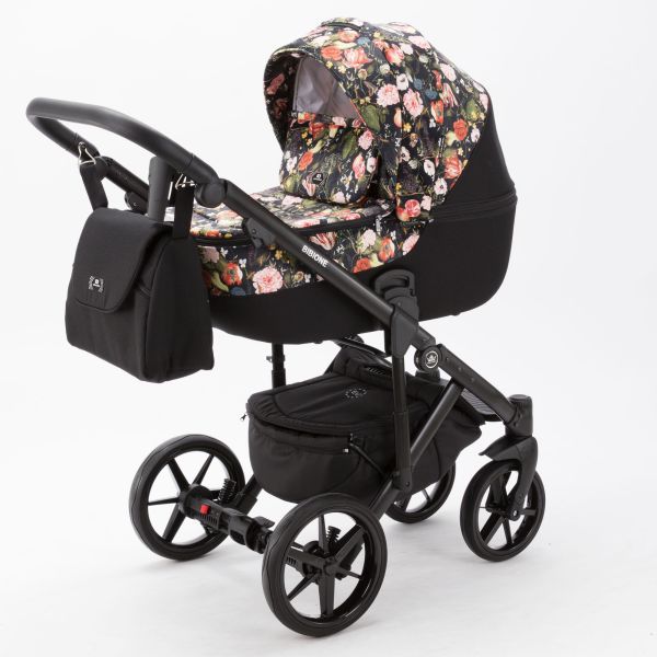 Коляска 2 в 1 Adamex Bibione Flowers (чорний)