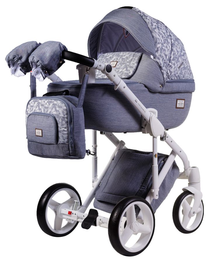 Коляска 2 в 1 Adamex Luciano jeans Q209 сірий (абстракція)