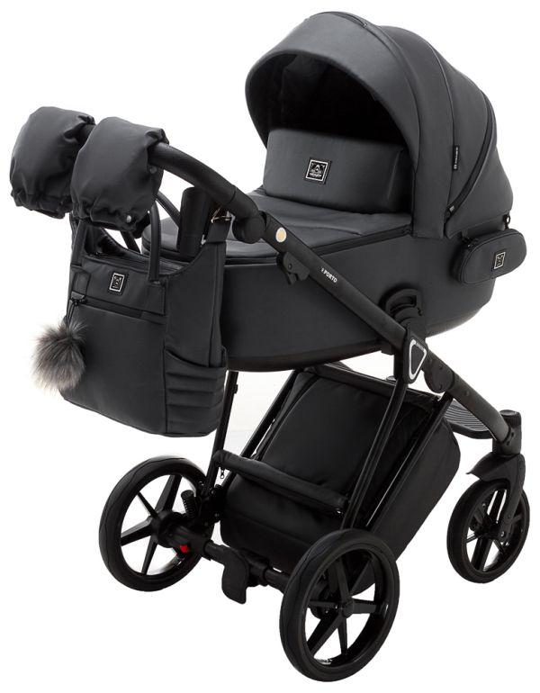 Коляска 2 в 1 Adamex Porto ECO шкіра 100% SA-5 графіт