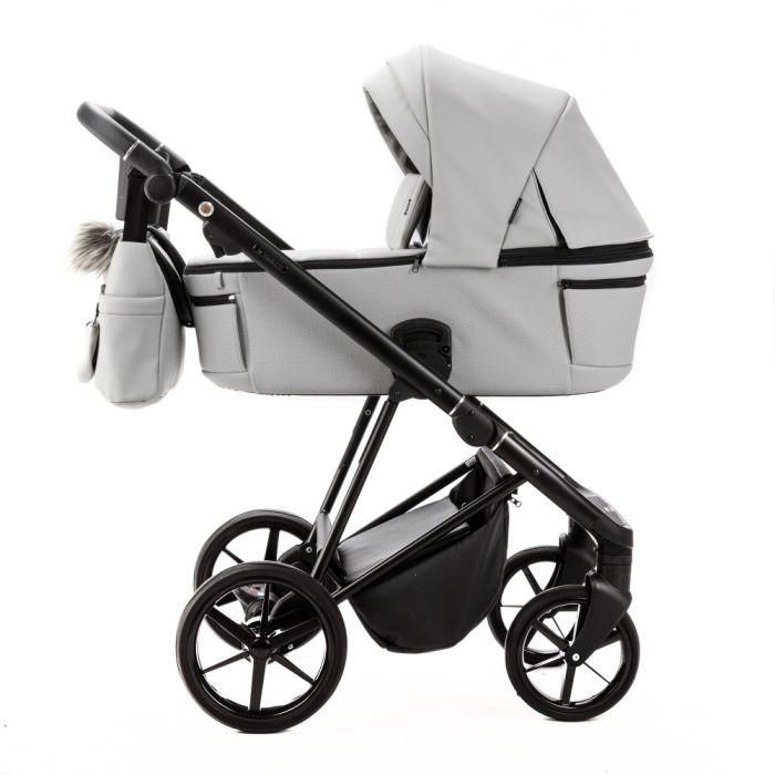 Коляска 2 в 1 Adamex Vasco SA-507 серая кожа золотая рама