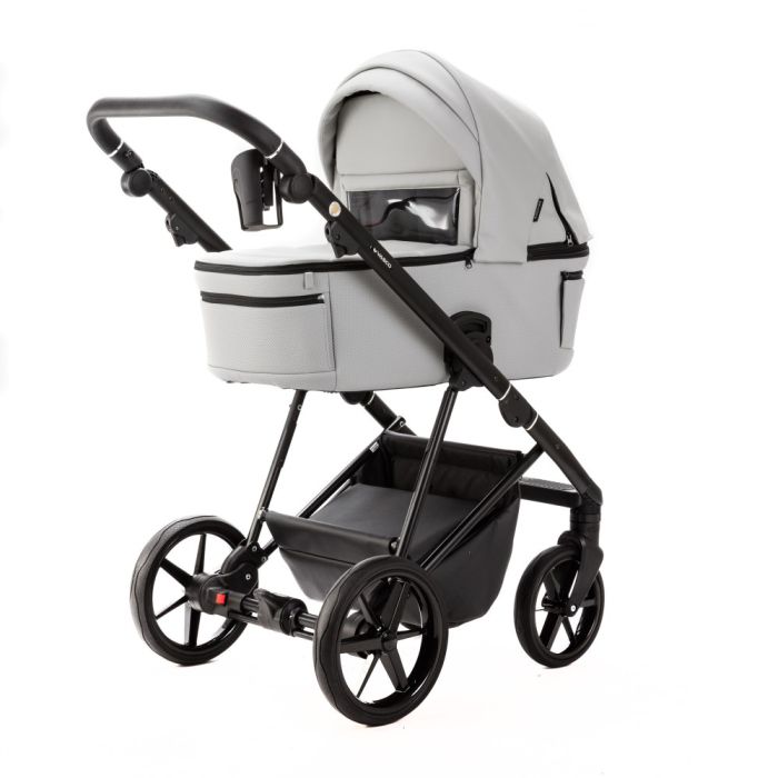 Коляска 2 в 1 Adamex Vasco SA-507 серая кожа золотая рама