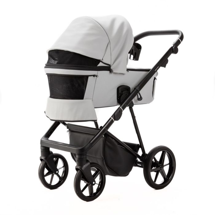 Коляска 2 в 1 Adamex Vasco SA-507 серая кожа золотая рама