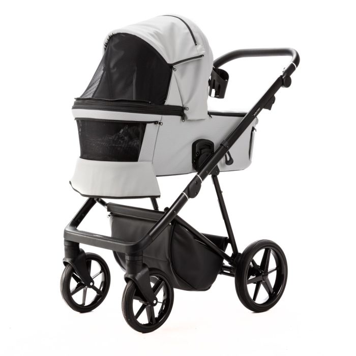 Коляска 2 в 1 Adamex Vasco SA-507 серая кожа золотая рама