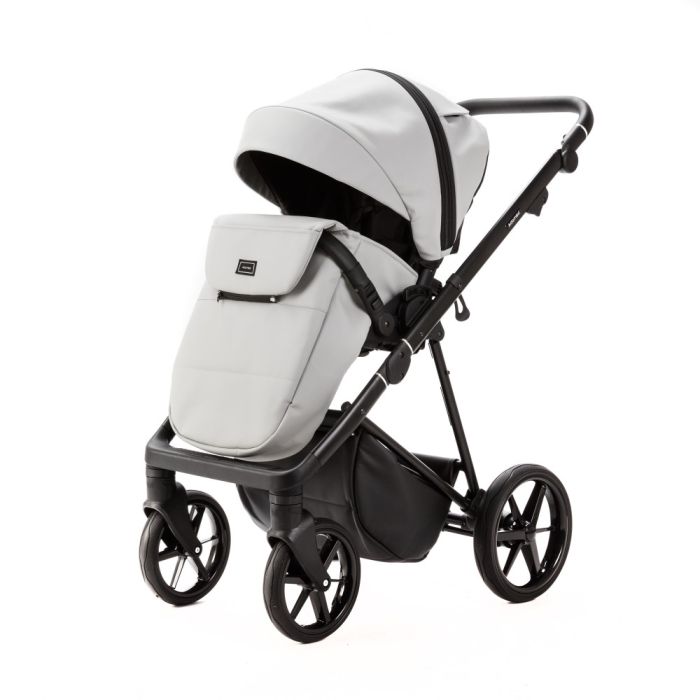 Коляска 2 в 1 Adamex Vasco SA-507 серая кожа золотая рама