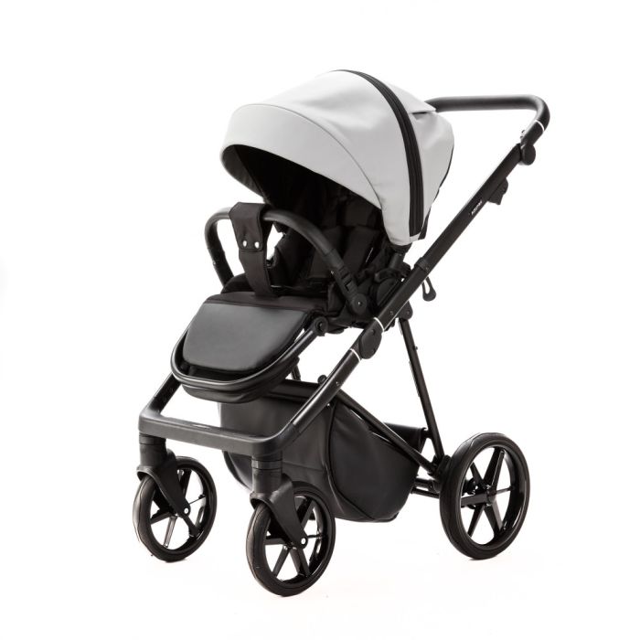 Коляска 2 в 1 Adamex Vasco SA-507 серая кожа золотая рама