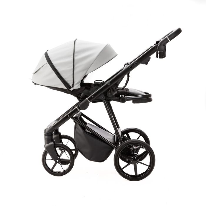 Коляска 2 в 1 Adamex Vasco SA-507 серая кожа золотая рама