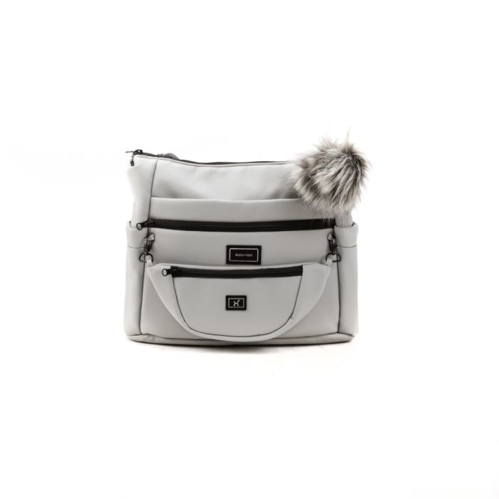 Коляска 2 в 1 Adamex Vasco SA-507 серая кожа золотая рама