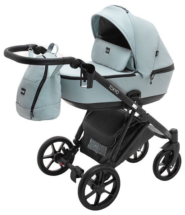 Коляска 2 в 1 Bair Tokyo кожа 100% 70 светло-серый