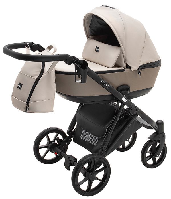 Коляска 2 в 1 Bair Tokyo кожа 100% 72 бежевый - капучино