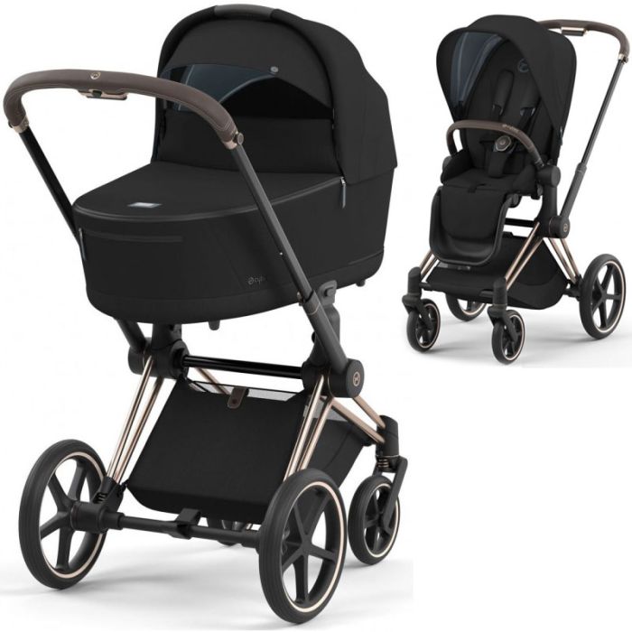 Коляска 2 в 1 Cybex Priam 4.0 Sepia Black шасси Rosegold