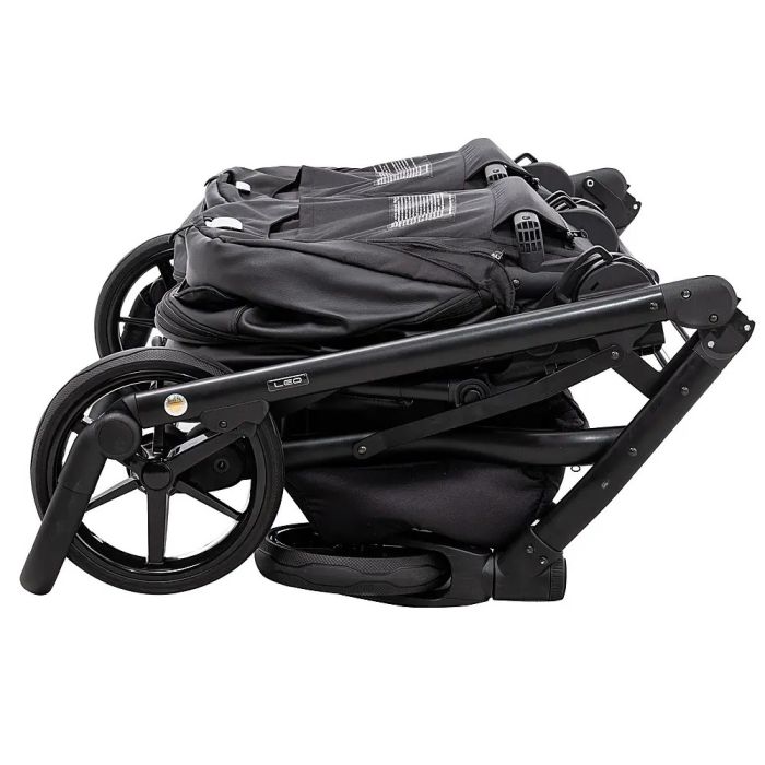 Коляска 2 в 1 для двойни Adamex Leo Duo Eco Black (SA-2)