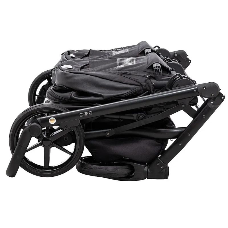 Коляска 2 в 1 для двойни Adamex Leo Duo Eco Black (SA-2)