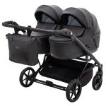 Коляска 2 в 1 для двойни Adamex Leo Duo Eco Black (SA-2)