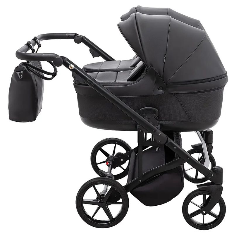 Коляска 2 в 1 для двойни Adamex Leo Duo Eco Black (SA-2)