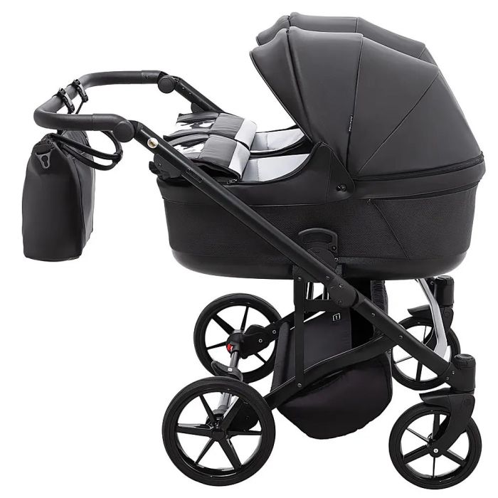 Коляска 2 в 1 для двойни Adamex Leo Duo Eco Black (SA-2)